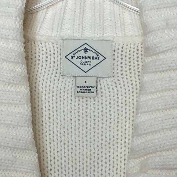 St Johns Bay Cream Womens Sweater Button Front L LARGE - Picture 2 of 10